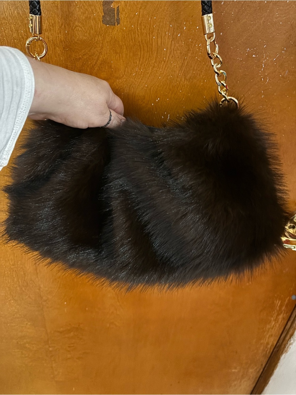 Faux Fur shoulder bag small hobo purse - Picture 5 of 5